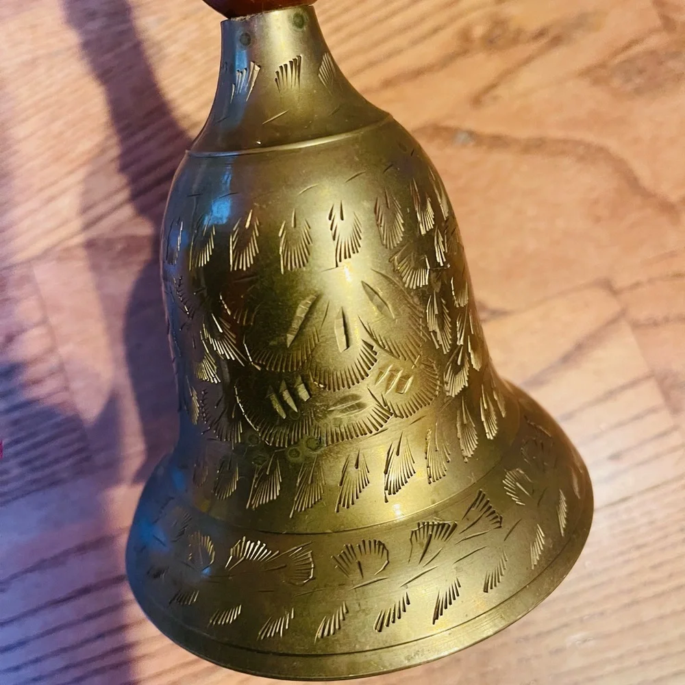 MSR 11” large brass bell with a wood handle Vintage